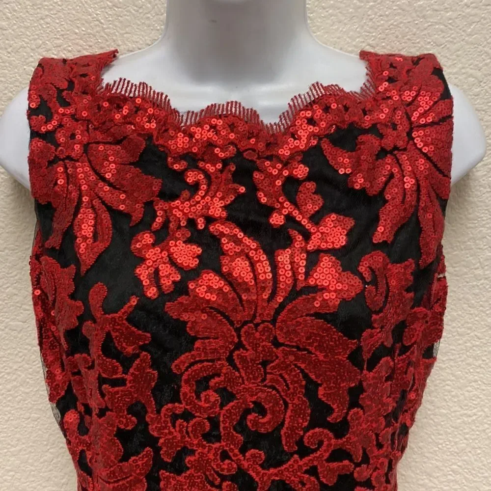 Tasashi Shoji Sequin Sheath Dress Size 4 - Picture 4 of 7